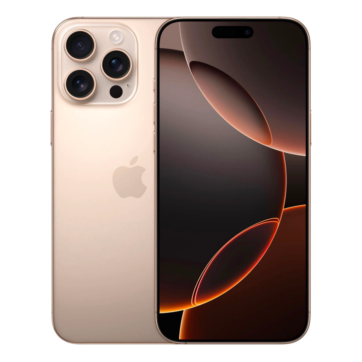 Refurbished Apple iPhone 16 Pro Max 512GB Desert Titanium voor- en achterzijde